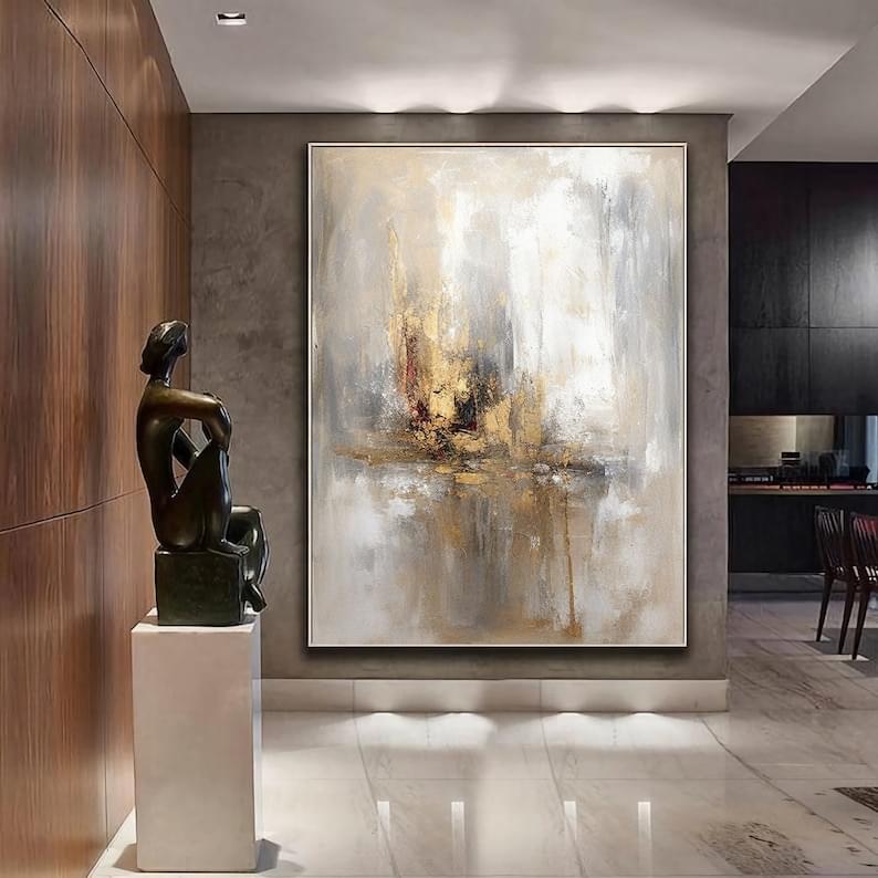 Golden Leaf with Acrylic Color on Canvas 002