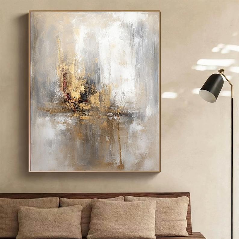 Golden Leaf with Acrylic Color on Canvas 002 - Image 4