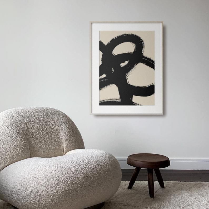 wabi sabi Poster, Abstract Art, Minimalist Decor, Large Living Room Decor, Spring Prints, Black brush - Image 4