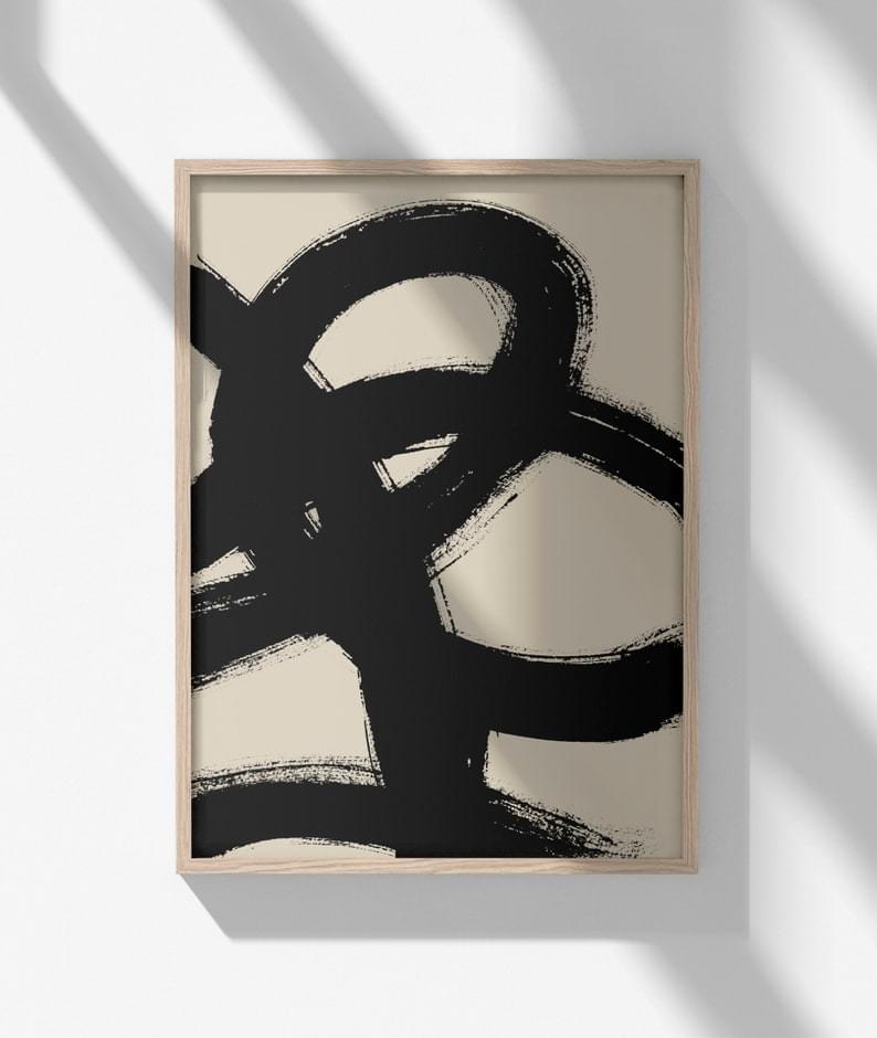 wabi sabi Poster, Abstract Art, Minimalist Decor, Large Living Room Decor, Spring Prints, Black brush - Image 5