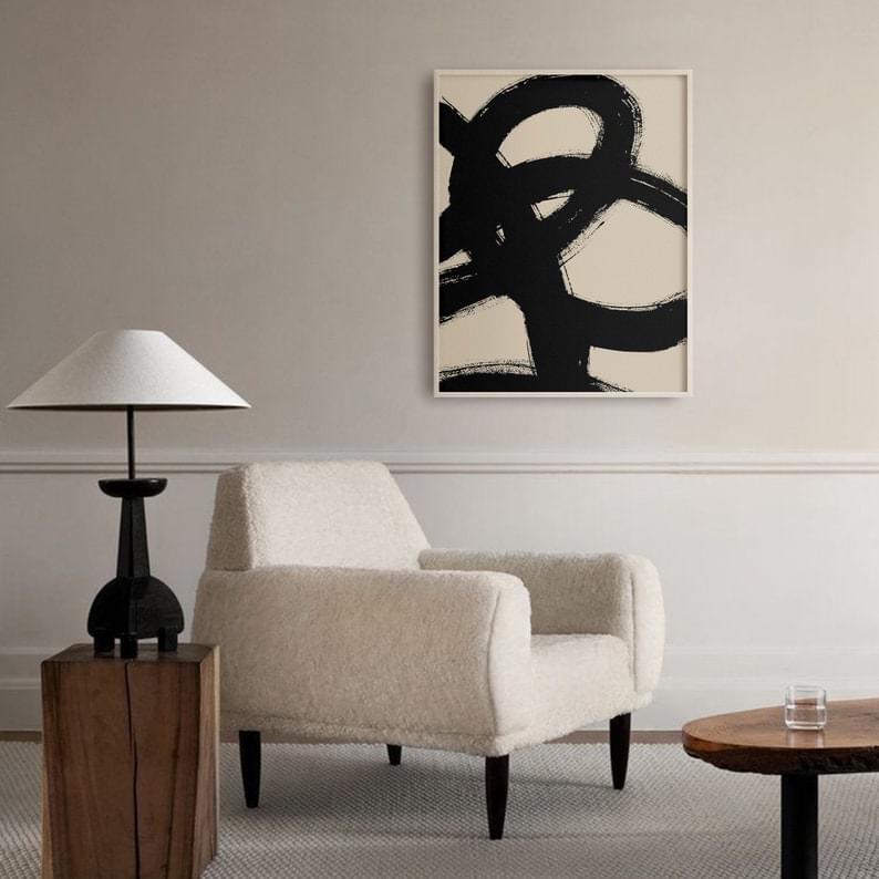 wabi sabi Poster, Abstract Art, Minimalist Decor, Large Living Room Decor, Spring Prints, Black brush - Image 6