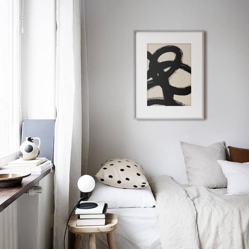 wabi sabi Poster, Abstract Art, Minimalist Decor, Large Living Room Decor, Spring Prints, Black brush - Image 7