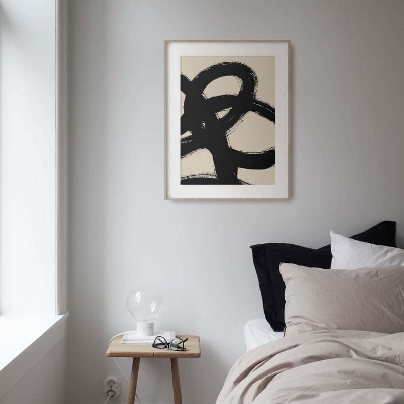 wabi sabi Poster, Abstract Art, Minimalist Decor, Large Living Room Decor, Spring Prints, Black brush
