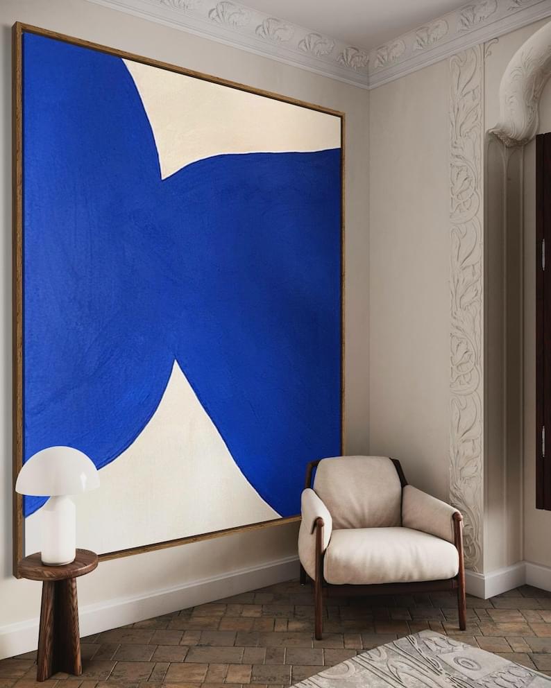 Blue Minimalist wall art,Black wabi sabi wall art ,sage green wall art,Large green Minimalist Wall Art,Neutral green Retro wall decor - Image 3