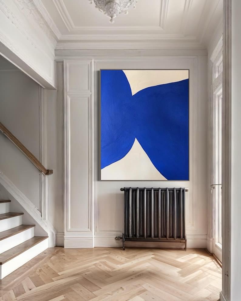 Blue Minimalist wall art,Black wabi sabi wall art ,sage green wall art,Large green Minimalist Wall Art,Neutral green Retro wall decor - Image 4